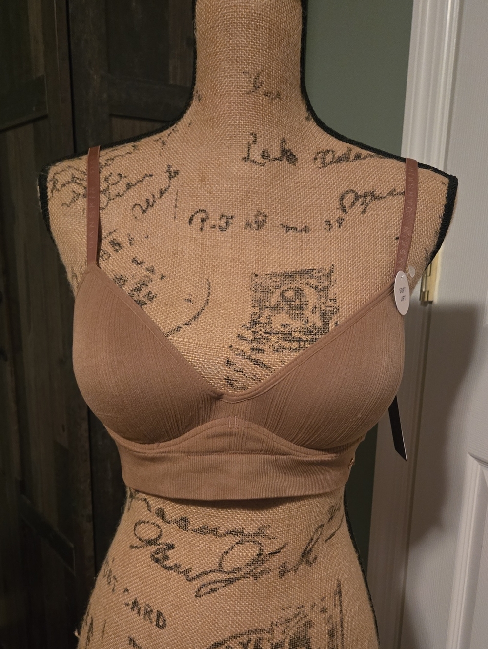 Danskin Ribbed Wireless Bralette - Taupe Brown